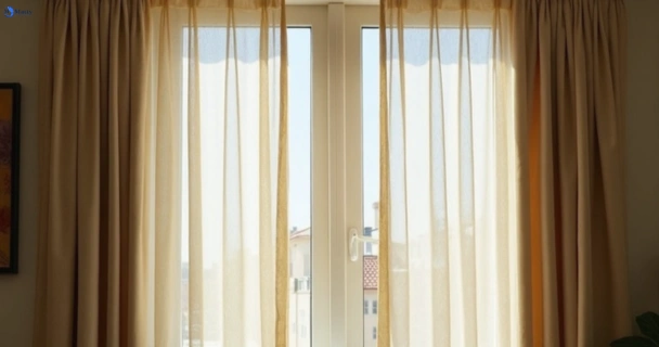Dusty and dull curtains in samford-valley before steam cleaning